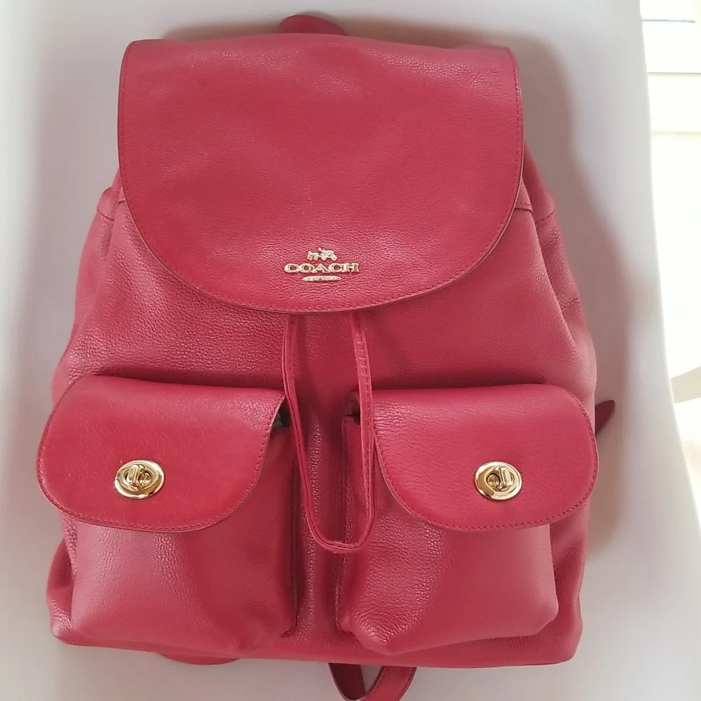 Coach Billie Leather Backpack in Classic Red